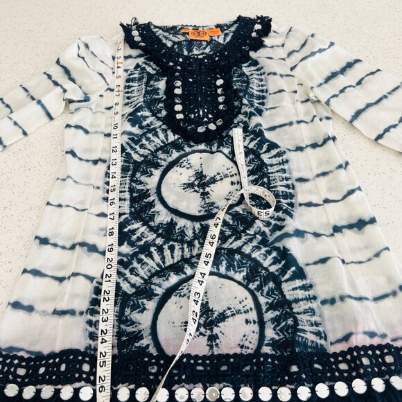 Tory Burch Blue Tunic top size 8 - Picture 7 of 7